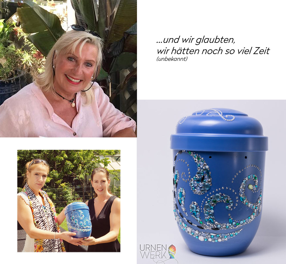 Designurne - schillernde Einzelanfertigung für Sabine Zimmermann Urne von Sabine Zimmermann BR Moderatorin - Strassmotiv